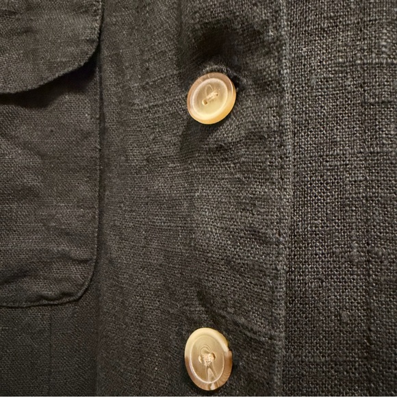 Vintage Harvé Benard Black Linen Midi Dress Medium Tailored Minimalist - Picture 9 of 9